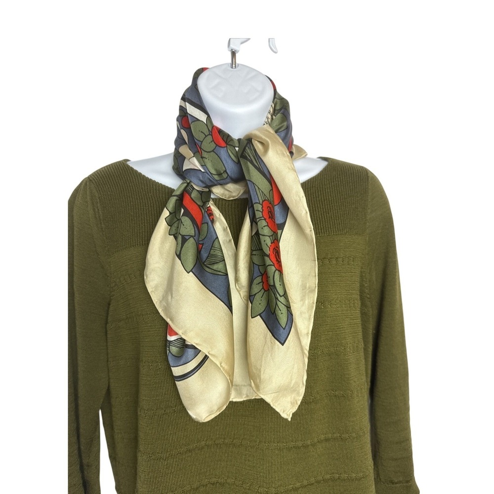 Vintage Beckford National Trust Silk Scarf England Floral Bird‎ Graphic Print